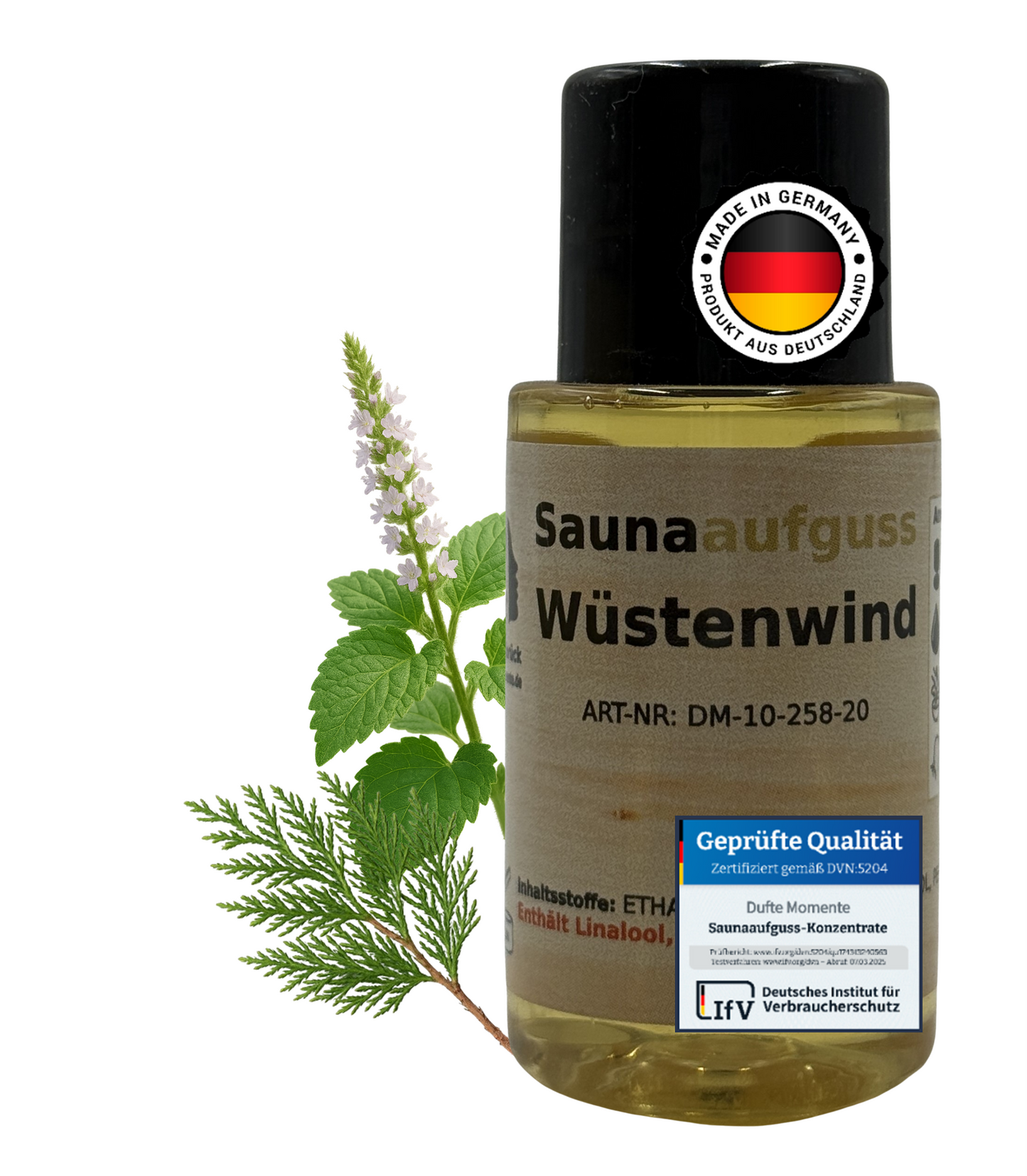 Flasche 20ml Wüstenwind mit Duftbestandteil und Qualitätssigel
