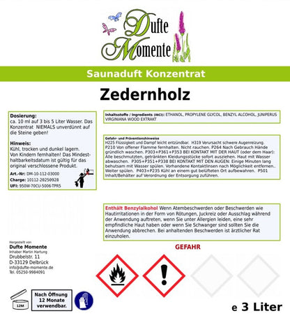 Zedernholz Saunaaufguss-Konzentrat | 250 ml – 3 L | Profi-Qualität