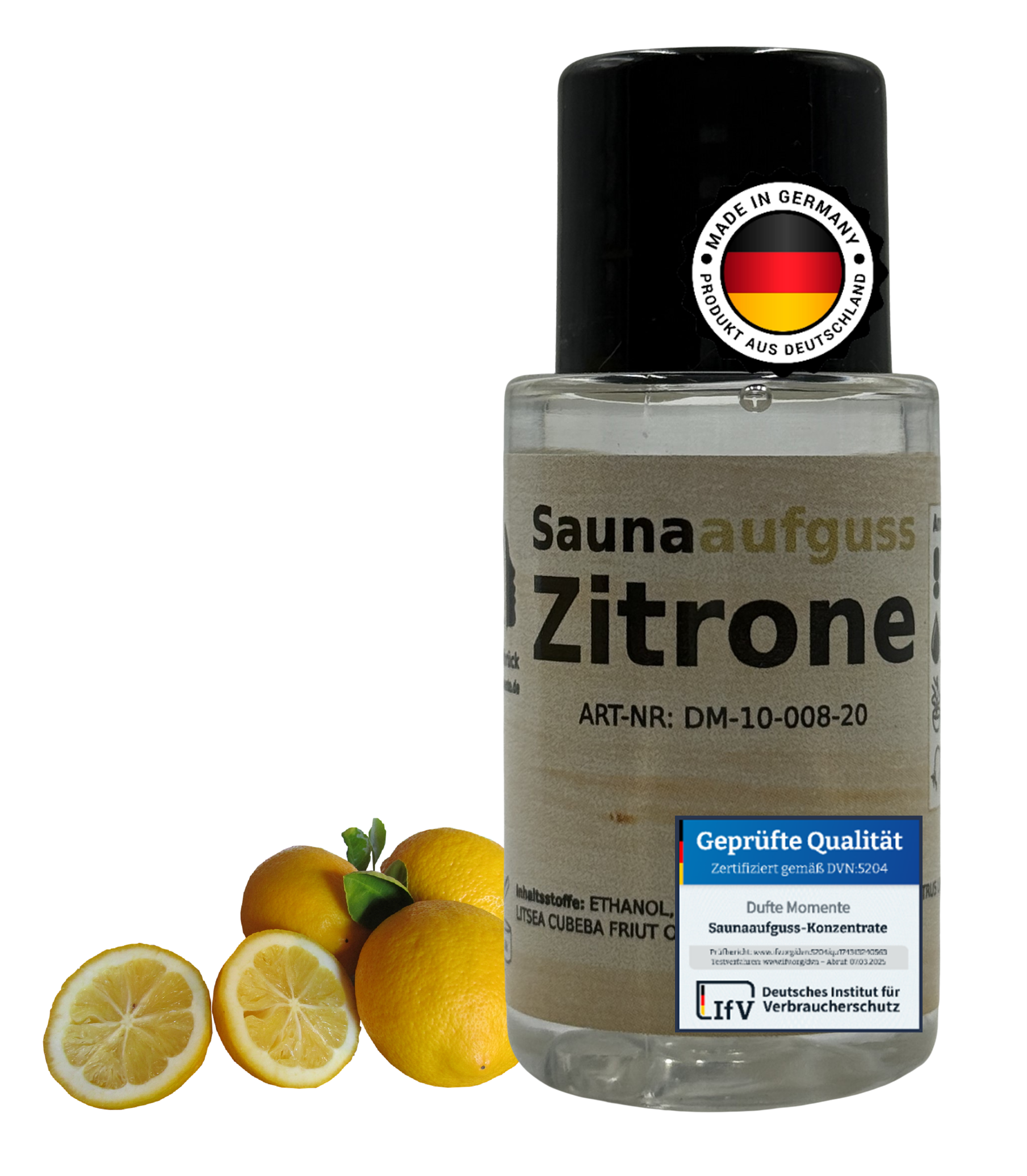 Flasche 20ml Zitrone mit Duftbestandteil und Qualitätssigel