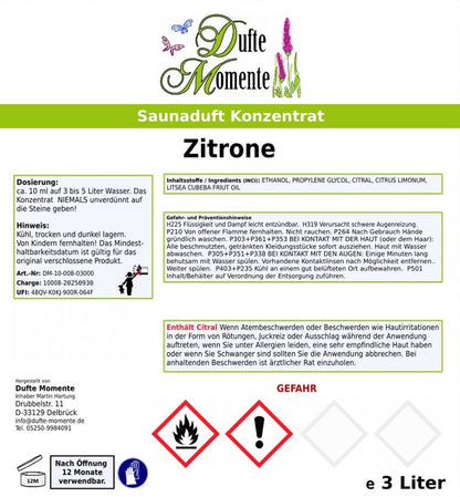 Zitrone Saunaaufguss-Konzentrat | 250 ml – 3 L | Frisch & Belebend