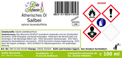 Ätherisches Öl Etikett 100 ml Salbei