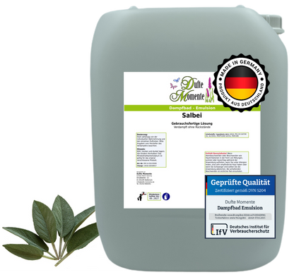 Dampfbad-Emulsion Salbei | Gebrauchsfertig & DVN-Zertifiziert für Dein Home-Spa | 3L, 5L, 10L
