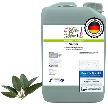 Dampfbad-Emulsion Salbei | Gebrauchsfertig & DVN-Zertifiziert für Dein Home-Spa | 3L, 5L, 10L