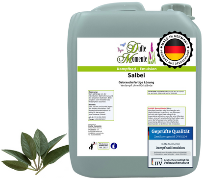 Dampfbad-Emulsion Salbei | Gebrauchsfertig & DVN-Zertifiziert für Dein Home-Spa | 3L, 5L, 10L