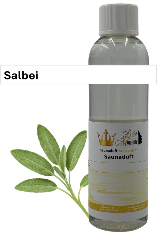 Saunaaufguss Salbei in 250ml Flasche mit Duftbanner