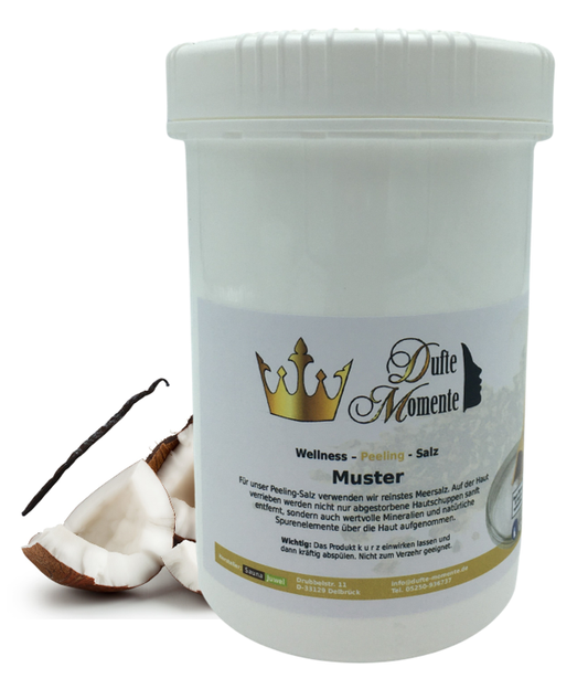 Kokos-Vanille - 1 kg Salz Körperpeeling, mit BIO-Meersalz