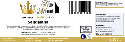 Sandelana (Sandelholz) - 500g Salz Körperpeeling, mit BIO-Meersalz