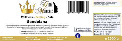 Sandelana (Sandelholz) - 1 kg Salz Körperpeeling, mit BIO-Meersalz