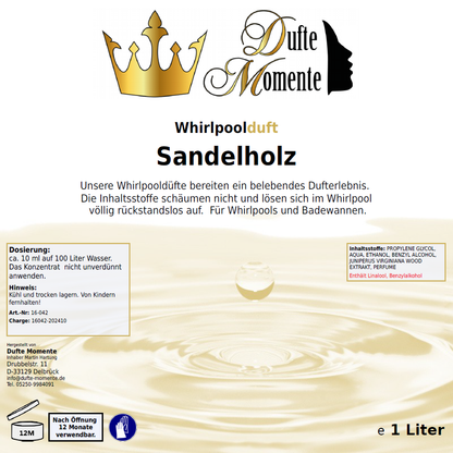 Whirlpoolduft 1 Liter Etikett Sandelholz