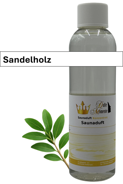 Saunaaufguss Sandelholz in 250ml Flasche mit Duftbanner
