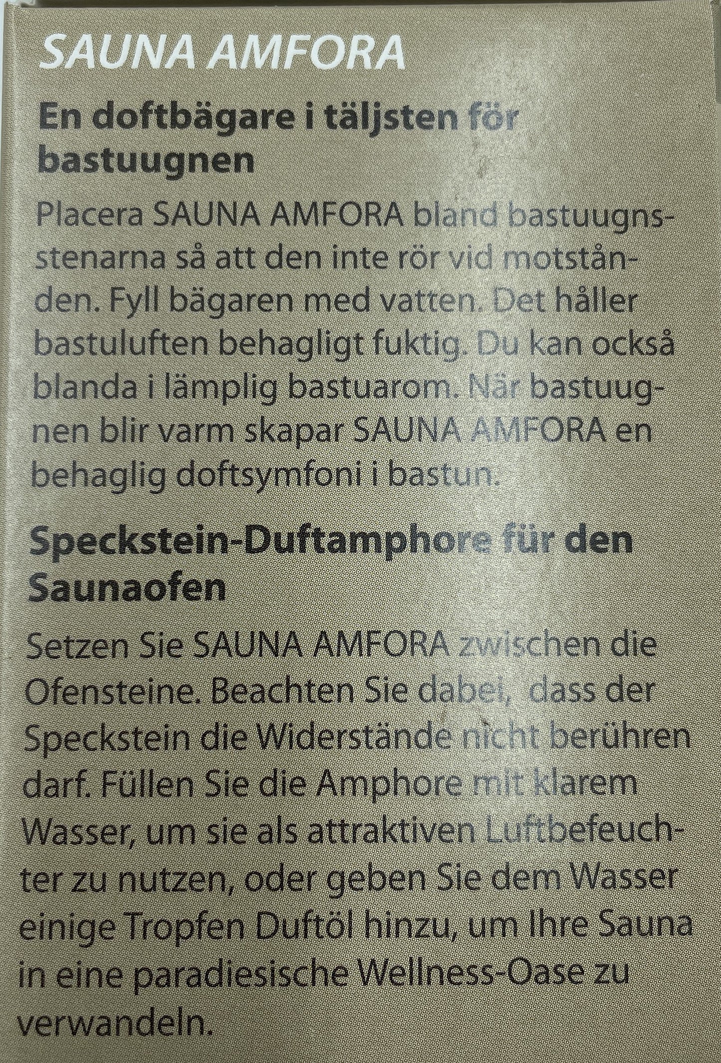 Sauna-Amfora Umverpackung