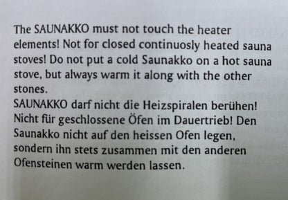 Beipackzettel für Saunakko-Speckstein wie im Artikeltext