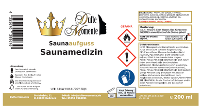 Saunaduft Konzentrat Etikett 200 ml Saunamedizin