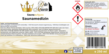 Saunaduft Konzentrat 250 ml Etikett Saunamedizin
