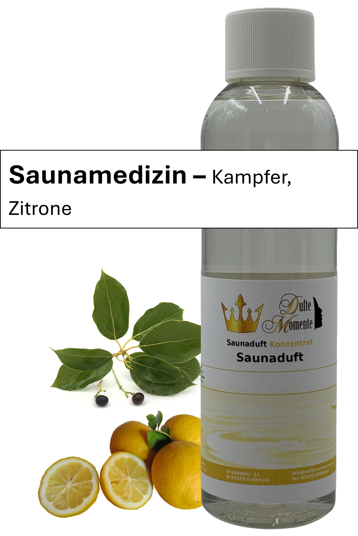 Saunaaufguss Saunamedizin in 250ml Flasche mit Duftbanner
