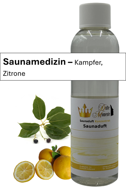 Saunaaufguss Saunamedizin in 250ml Flasche mit Duftbanner