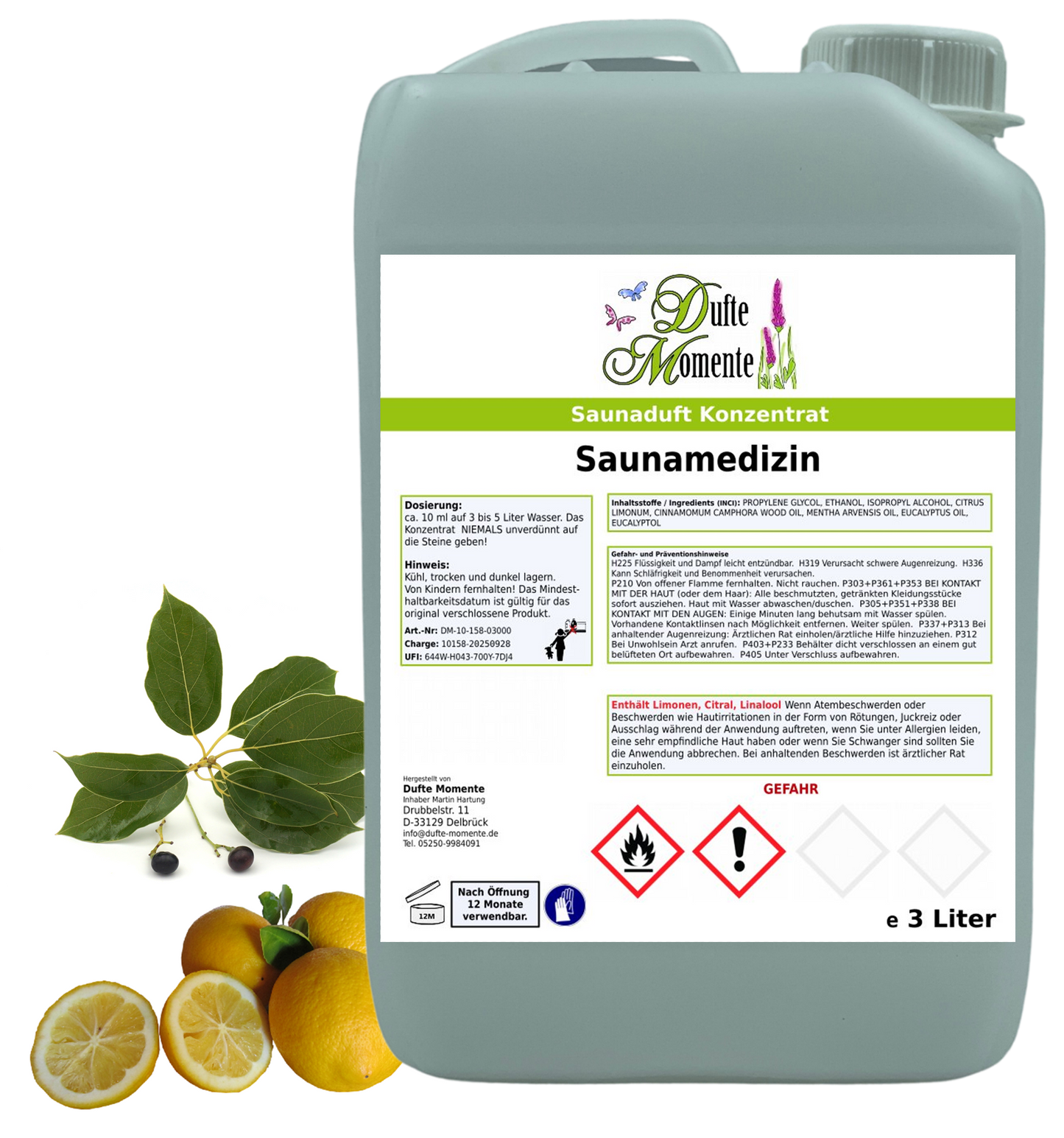 Saunamedizin Saunaaufguss-Konzentrat | 250 ml – 3 L | Kampfer & Zitrone