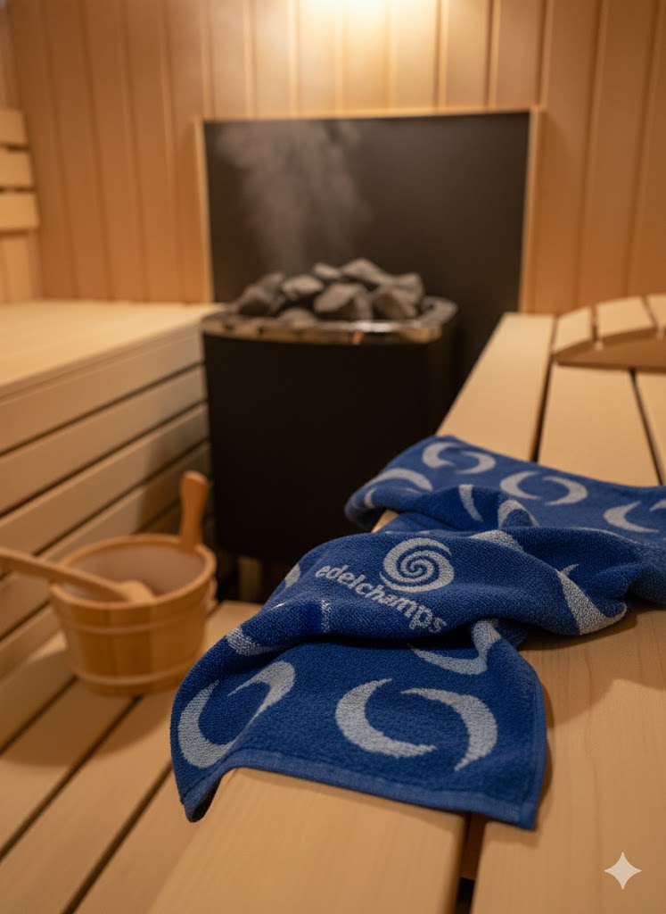 Saunaschal liegt locker auf Saunabank