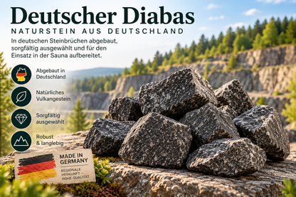 Deutscher Diabas für Saunasteine – Naturstein aus Deutschland