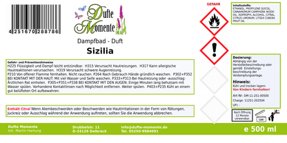 Dampfbadduft Konzentrat Etikett 500 ml Sizilia