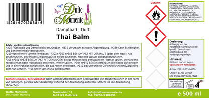 Dampfbadduft Konzentrat Etikett 500 ml Thai Balm