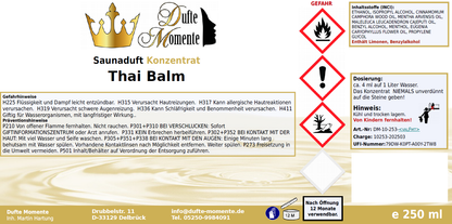 Saunaduft Konzentrat 250 ml Etikett Thai Balm