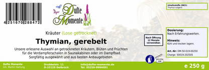 Getrocknete Kräuter Etikett 250g Thymian gerebelt