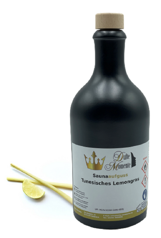 Saunaduft Konzentrat Flasche aus Steinzeug  500 ml Tunesisches Lemongras