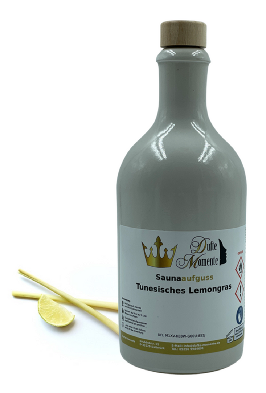 Saunaduft Konzentrat Flasche aus Steinzeug  500 ml Tunesisches Lemongras