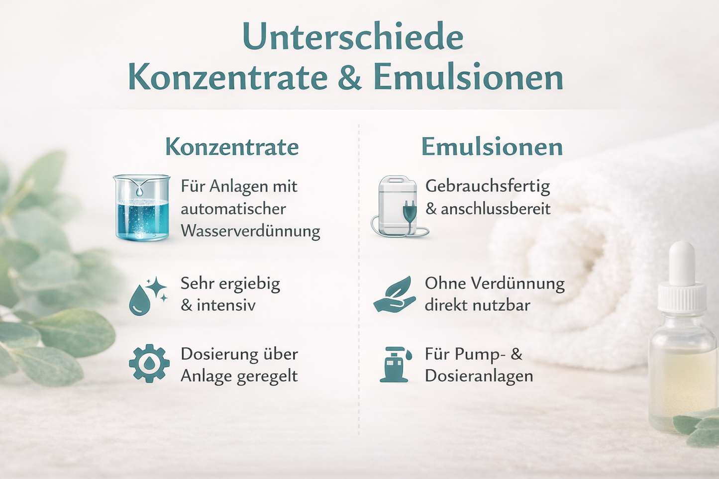 Unterschied Dampfbad Konzentrate und Emulsionen Vergleich Anwendung und Dosierung erklärt