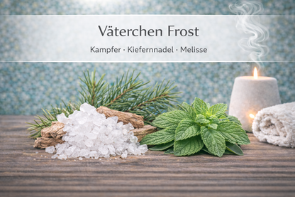 Ätherische Ölmischung Väterchen Frost mit Kiefer und Kampfer in Wellness Atmosphäre