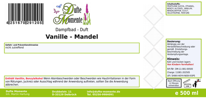 Dampfbadduft Konzentrat Etikett 500 ml Vanille - Mandel