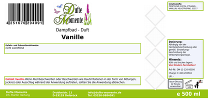 Dampfbadduft Konzentrat Etikett 500 ml Vanille