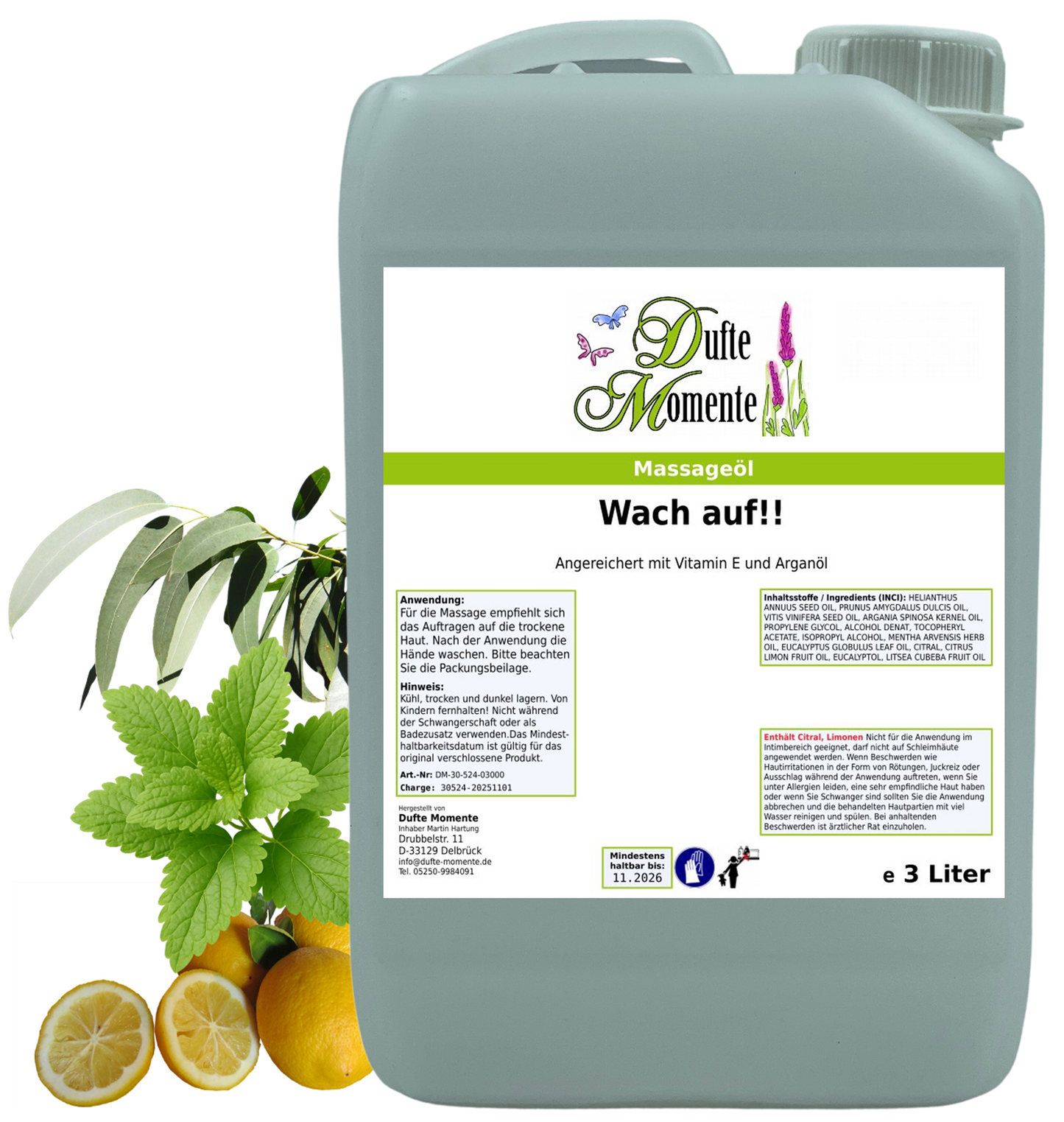 Produktfoto Massageöl 3 Liter Wach auf