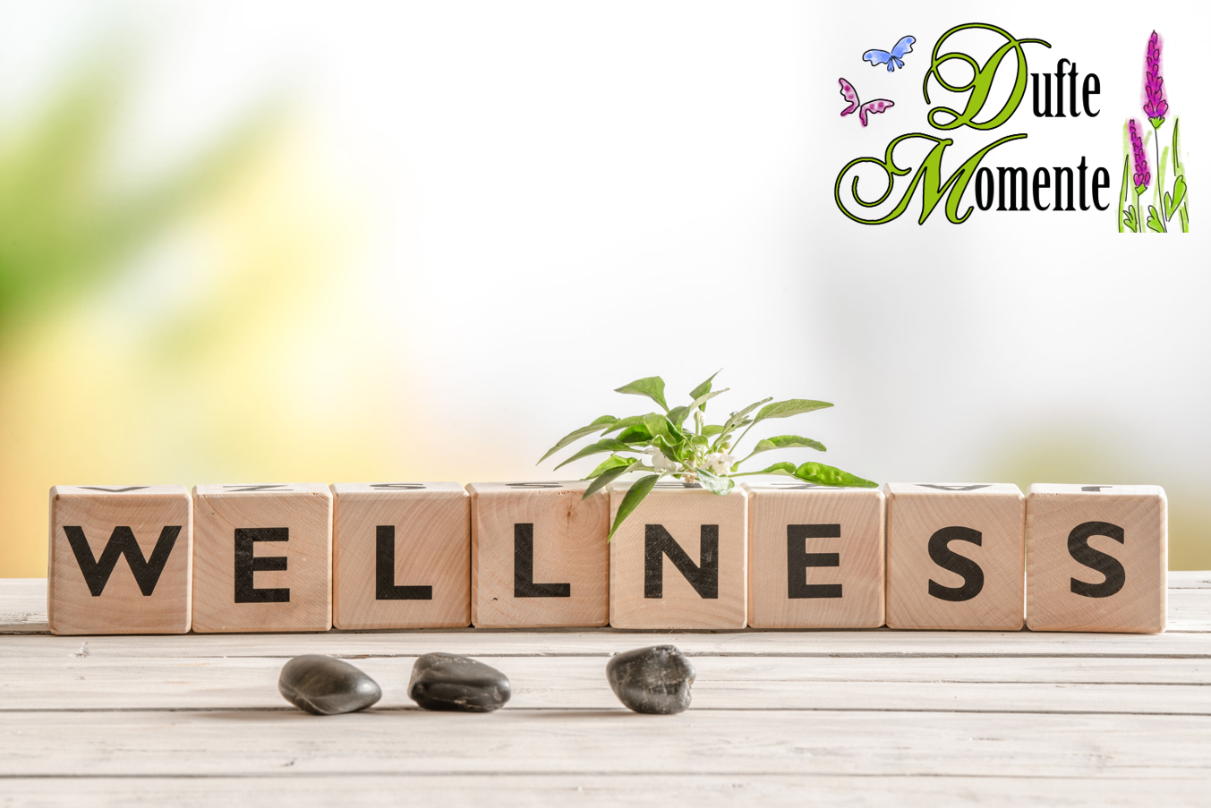 Holzwürfel die das Wort WELLNESS zeigen