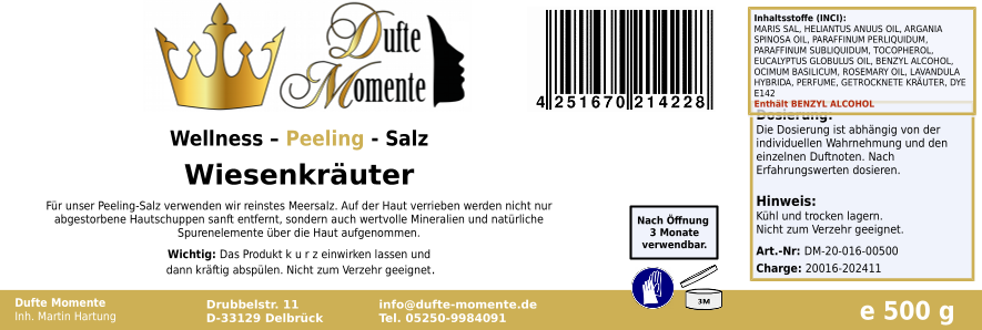 Wiesenkräuter - 500g Salz Körperpeeling, mit BIO-Meersalz