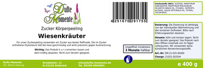 Wiesenkräuter - 400g Zucker Körperpeeling, für empfindliche Haut
