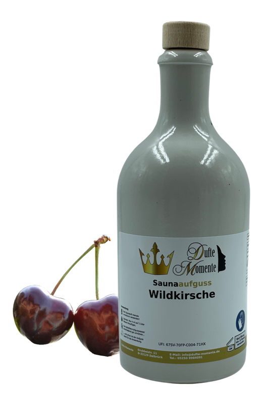 Saunaduft Konzentrat Flasche aus Steinzeug  500 ml Wildkirsche