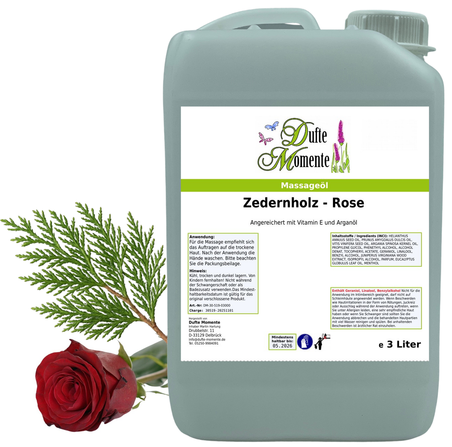 Produktfoto Massageöl 3 Liter Zedernholz-Rose