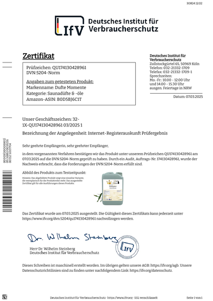 Zertifikat Saunadüfte vom IfV