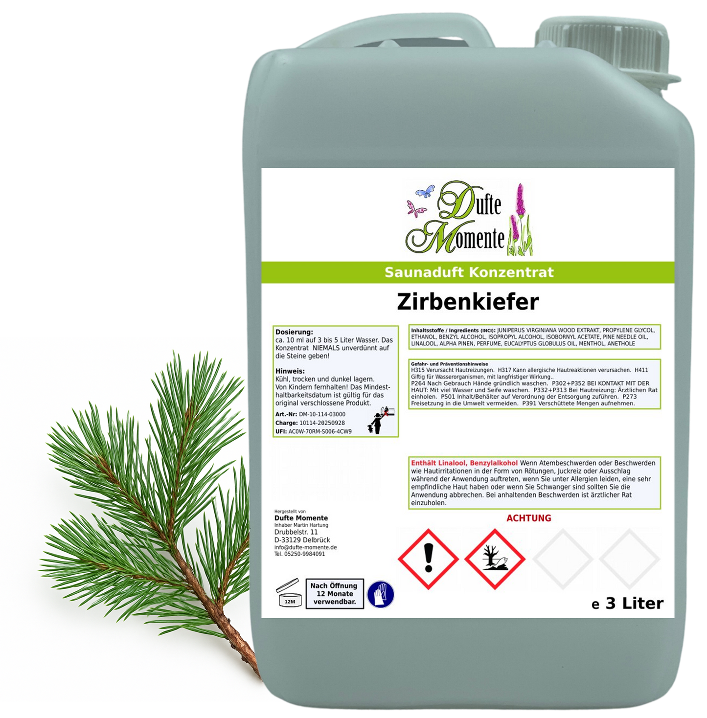 Zirbenkiefer Saunaaufguss-Konzentrat | 250 ml – 3 L | Profi-Qualität