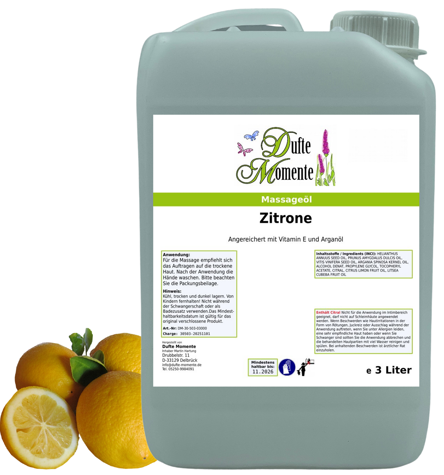 Produktfoto Massageöl 3 Liter Zitrone