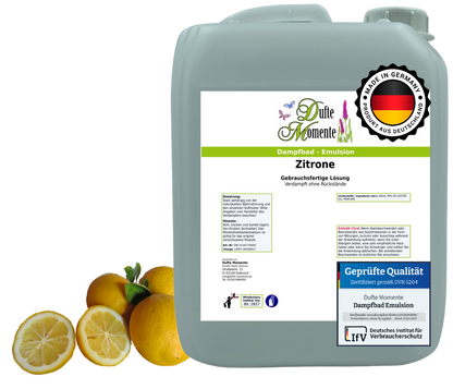Dampfbad-Emulsion Zitrone | Gebrauchsfertig & DVN-Zertifiziert für Dein Home-Spa | 3L, 5L, 10L