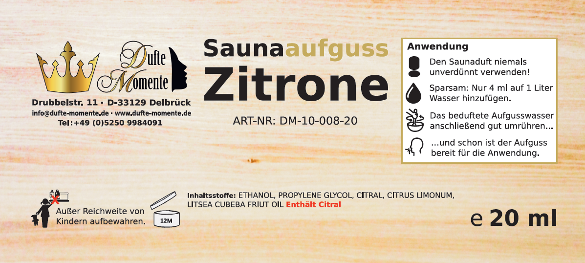 Etikett 20ml Zitrone
