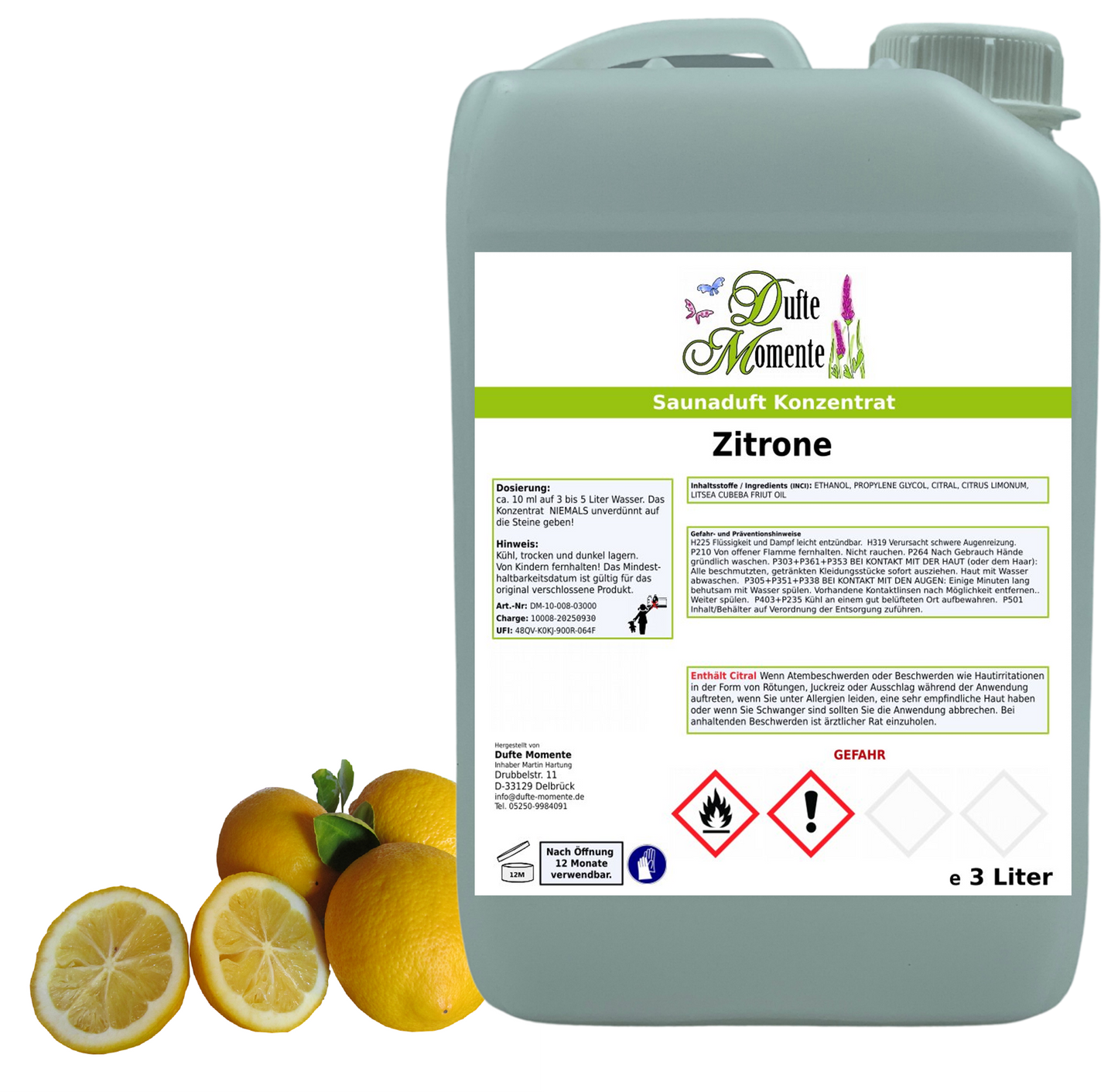 Zitrone Saunaaufguss-Konzentrat | 250 ml – 3 L | Frisch & Belebend