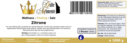 Zitrone - 1 kg Salz Körperpeeling, mit BIO-Meersalz