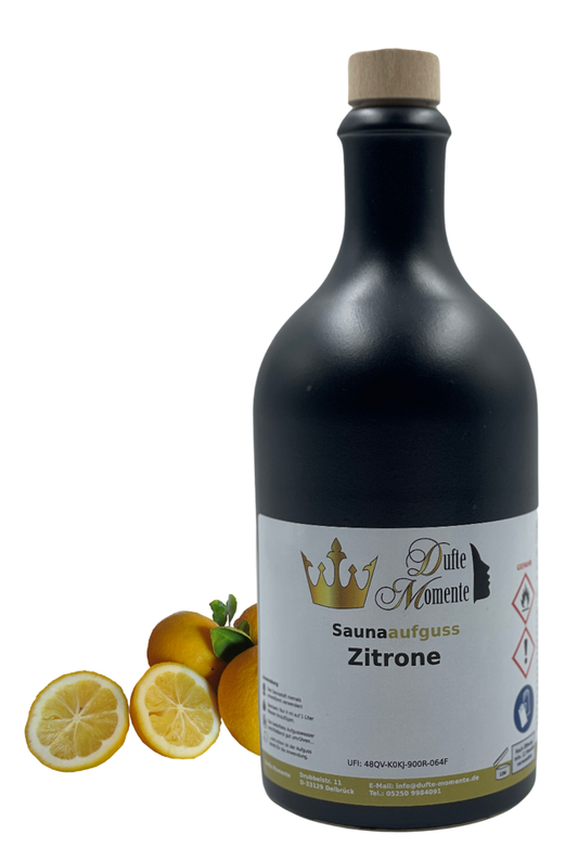 Saunaduft Konzentrat Flasche aus Steinzeug  500 ml Zitrone