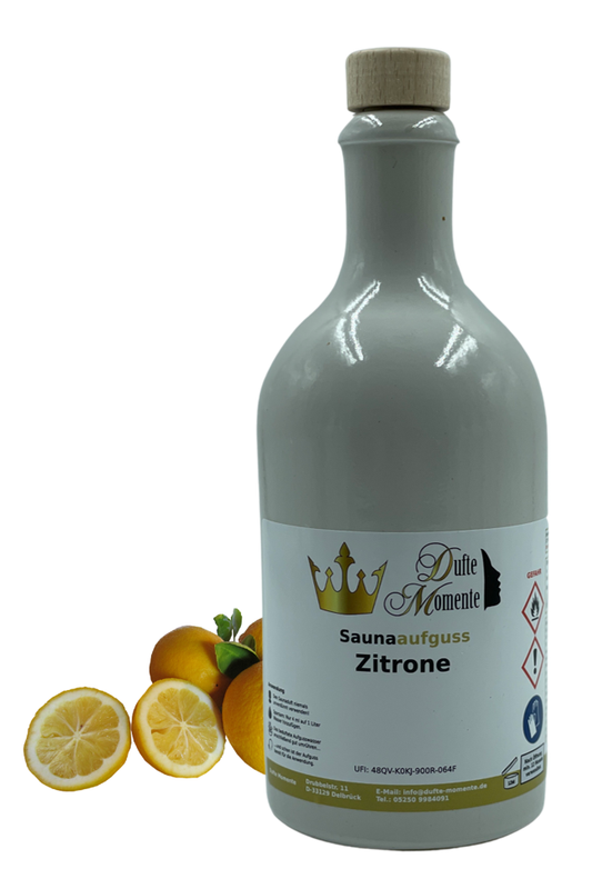 Saunaduft Konzentrat Flasche aus Steinzeug  500 ml Zitrone