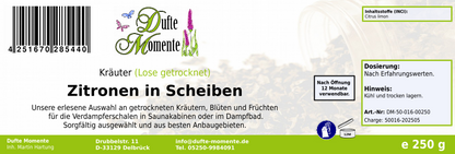 Getrocknete Kräuter Etikett 250g Zitronenscheiben