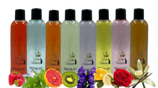 Sommerset Whirlpoolduft 8x260ml Flaschen mit den Düften entsprechenden Blüten und Früchten